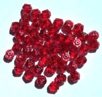 50 6mm Faceted Cathedral Coated Raspberry